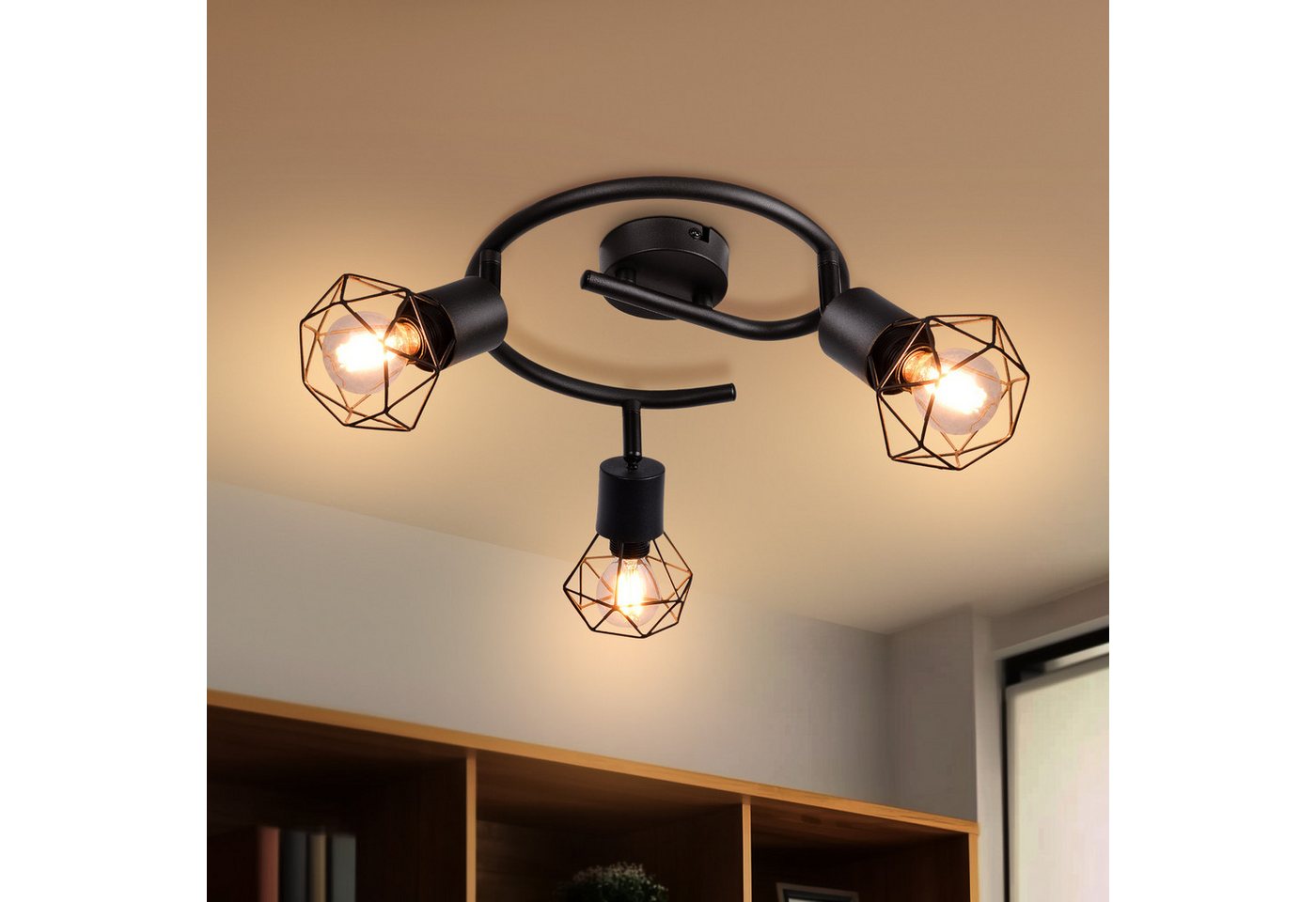 Tukrool Deckenstrahler Deckenleuchte Schwarz 1-4 Flammig -Deckenspots Schwenkbar 90°/350°, ohne Leuchtmittel, Tageslichtweiß, Warmweß, E14 ohne Leuchtmittel für Wohnzimmer Schlafzimmer Café von Tukrool