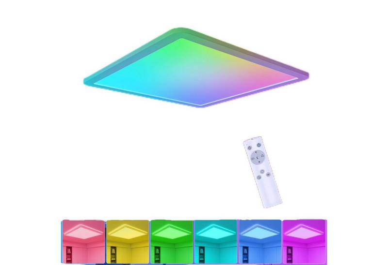 Tukrool LED Deckenleuchte Flach Quadrat Dimmbar mit Fernbedienung Ultra Dünn Ø29.5cm RGB, LED fest integriert, Warmes Weiß und 6-Farben zur Auswahl, LED Deckenleuchte mit Fernbedienung von Tukrool