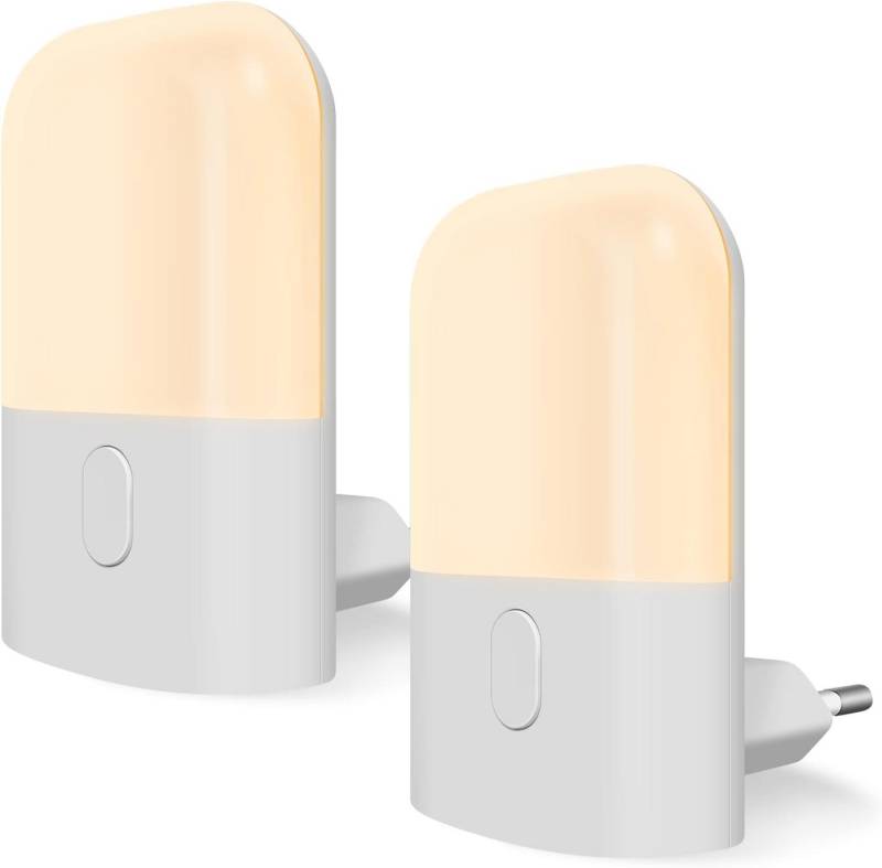 Tukrool LED Nachtlicht 2 Stück Nachtlichtsteckdosen mit Dämmerungssensor, Helligkeit einstellbar, warmweiß 2700k von Tukrool