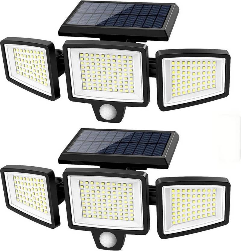 Tukrool LED Solarleuchte 2er-Pack Solar-Außenleuchten mit 3 verstellbaren Köpfen von Tukrool