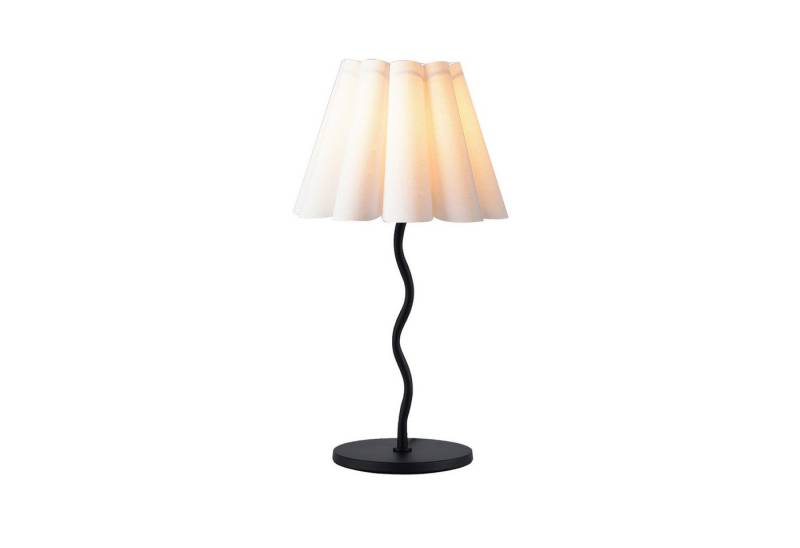Tukrool Nachttischlampe Schwarze S-förmige Tischlampe aus Eisen mit weißem Lampenschirm, ohne Leuchtmittel, E14 von Tukrool