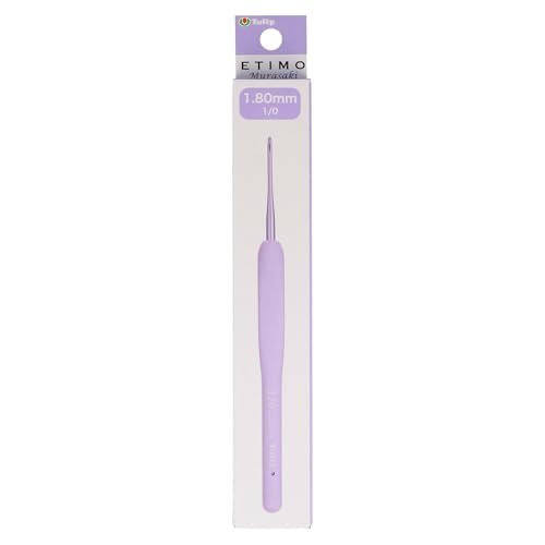 Tulip Etimo Murasaki Häkelnadel - Ergonomische Häkelnadel aus Aluminium mit Soft-Griff, Leicht und Mit Glatter Spitze für Alle Garnarten, Violetter Griff, 1.80mm - 1 Stück von Tulip