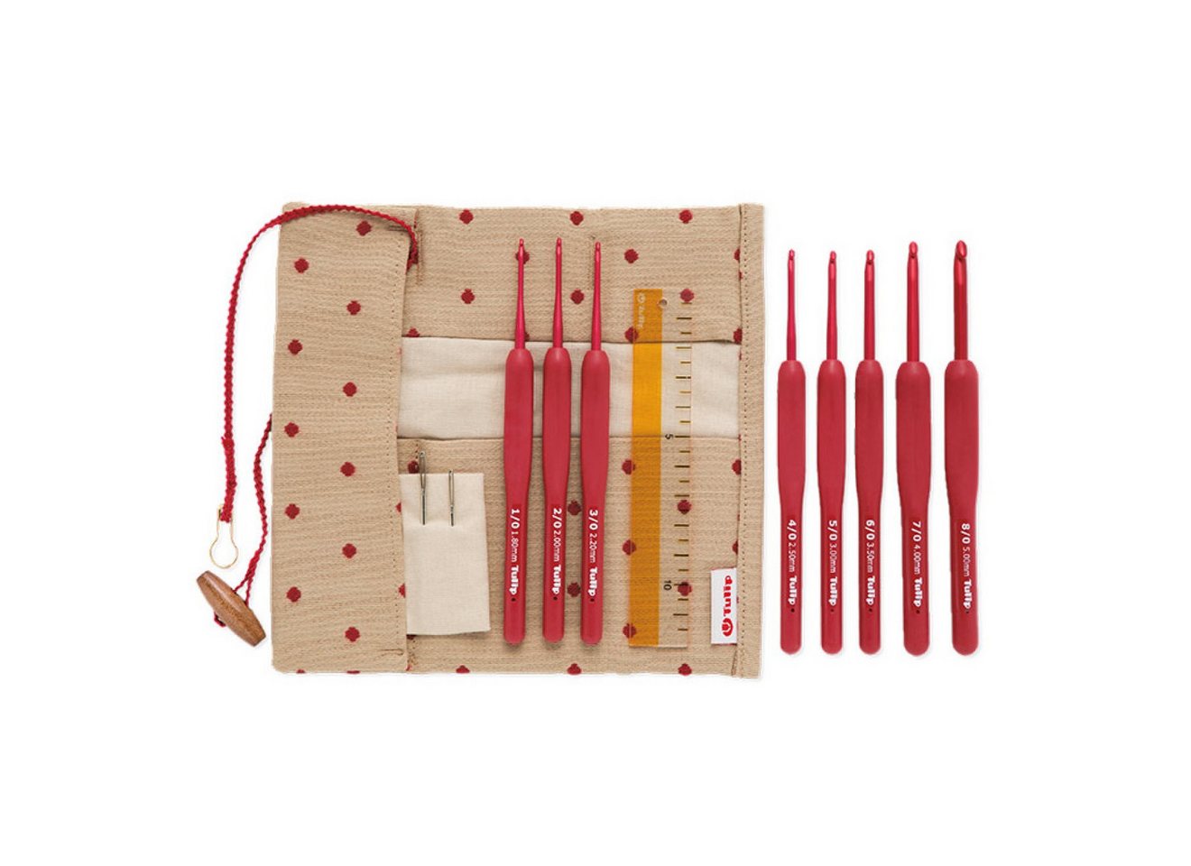 Tulip Stricknadeln ETIMO Red Häkelnadel Set mit Softgriff 1,80 - 5,00 mm von Tulip