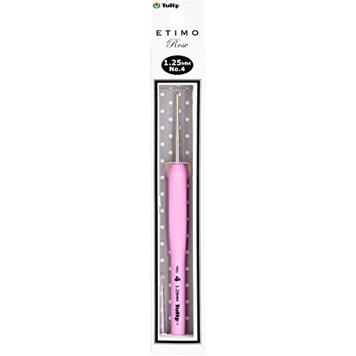 Tulip TEL-04E Crochet Hook, Stahl, Pink, Size 4 (1.25mm) von Tulip