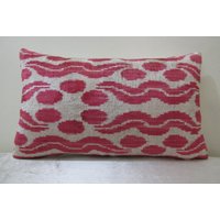 Versandkostenfrei, 14 Zoll X 22 Zoll, Seiden Samt Ikat Kissen, Hand Webstuhl Hergestellte Seiden Kissenhülle, Ikat Stoff, Deko Kissen von TulipRug