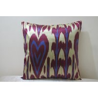 Versandkostenfrei, 20 Zoll X 20 Zoll, Seiden Ikat Kissen, Hand Webstuhl Hergestellte Seide Ikat Kissenhülle, Ikat Stoff, Seiden Bezug, Deko Kissen von TulipRug