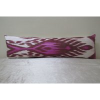 Versandkostenfrei, 24 Zoll X 7 Zoll, Seiden Ikat Kissen, Hand Webstuhl Hergestellte Seide Ikat Kissenhülle, Lumbar Kissen von TulipRug