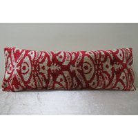 Versandkostenfrei, 26 Zoll X 9 Zoll, Seidensamt Ikat Kissen, Hand Loom Made Silk Velvet Kissenbezug, Lumbar Seidensamt Kissen von TulipRug