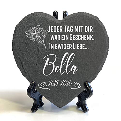 Individueller Personalisiert Herzform Tiergrabstein Schiefer Gedenkstein + Ständer für Hund, Katze und andere Haustiere Tiere - Größe | 10 x 10 cm | - Blumen Individueller Personalisiert Herzform Tiergrabstein Schiefer Gedenkstein + Ständer für Hund, Katze und andere Haustiere Tiere - Größe | 10 x 10 cm | - Blumen von TULLUN