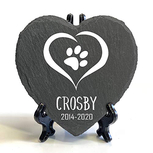 Individueller Personalisiert Herzform Tiergrabstein Schiefer Gedenkstein + Ständer für Hund, Katze und andere Haustiere Tiere - Größe | 10 x 10 cm | - Herz Individueller Personalisiert Herzform Tiergrabstein Schiefer Gedenkstein + Ständer für Hund, Katze und andere Haustiere Tiere - Größe | 10 x 10 cm | - Herz von TULLUN