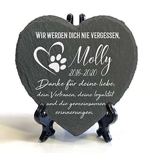 Individueller Personalisiert Herzform Tiergrabstein Schiefer Gedenkstein + Ständer für Hund, Katze und andere Haustiere Tiere - Größe | 10 x 10 cm | - Name Individueller Personalisiert Herzform Tiergrabstein Schiefer Gedenkstein + Ständer für Hund, Katze und andere Haustiere Tiere - Größe | 10 x 10 cm | - Name von TULLUN