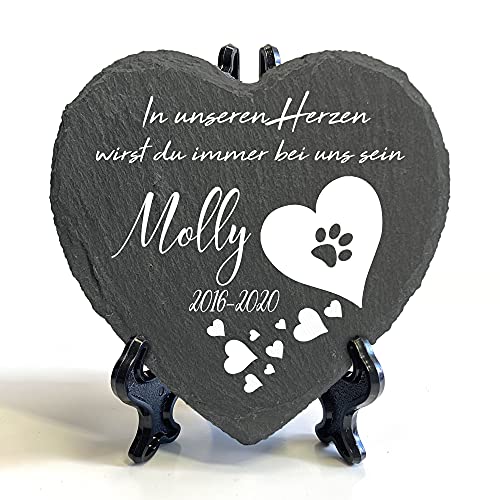 Individueller Personalisiert Herzform Tiergrabstein Schiefer Gedenkstein + Ständer für Hund, Katze und andere Haustiere Tiere - Größe | 10 x 10 cm | - Weißes Herz Individueller Personalisiert Herzform Tiergrabstein Schiefer Gedenkstein + Ständer für Hund, Katze und andere Haustiere Tiere - Größe | 10 x 10 cm | - Weißes Herz von TULLUN