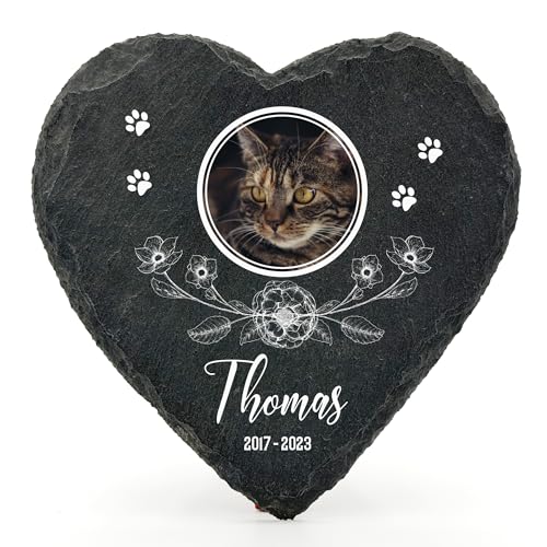 Individueller Personalisiert Herzform Tiergrabstein Schiefer Gedenkstein für Hund, Katze und andere Haustiere Tiere - Größe | 10 x 10 cm | - Blumen und Foto Individueller Personalisiert Herzform Tiergrabstein Schiefer Gedenkstein für Hund, Katze und andere Haustiere Tiere - Größe | 10 x 10 cm | - Blumen und Foto von TULLUN