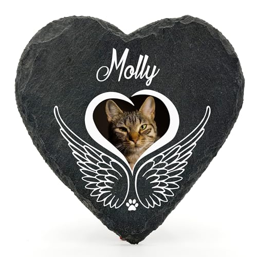 Individueller Personalisiert Herzform Tiergrabstein Schiefer Gedenkstein für Hund, Katze und andere Haustiere Tiere - Größe | 10 x 10 cm | - Engelsflügel Individueller Personalisiert Herzform Tiergrabstein Schiefer Gedenkstein für Hund, Katze und andere Haustiere Tiere - Größe | 10 x 10 cm | - Engelsflügel von TULLUN
