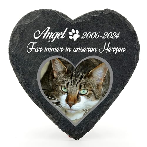 Individueller Personalisiert Herzform Tiergrabstein Schiefer Gedenkstein für Hund, Katze und andere Haustiere Tiere - Größe | 10 x 10 cm | - Foto und Name Individueller Personalisiert Herzform Tiergrabstein Schiefer Gedenkstein für Hund, Katze und andere Haustiere Tiere - Größe | 10 x 10 cm | - Foto und Name von TULLUN