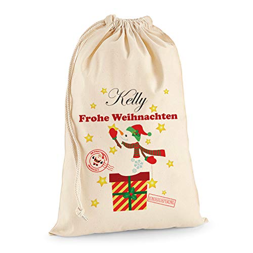TULLUN Personalisierte Santa Weihnachtssack Extra groß XL (75 x 49 cm 38 Liter) - Schneemann V3 von TULLUN
