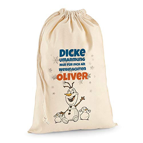 TULLUN Personalisierte Santa Weihnachtssack Extra groß XL (75 x 49 cm 38 Liter) - Schneemann von TULLUN