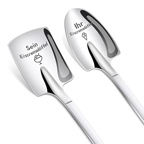 Tulolvae Hochzeitsgeschenke für Brautpaar, Jahrestag Geschenk für Ihn und Sie 2 Stück Eislöffel mit Gravur, Geburtstagsgeschenk Weihnachtsgeschenk für Frauen Männer, Verlobungsgeschenk für Paar von Tulolvae