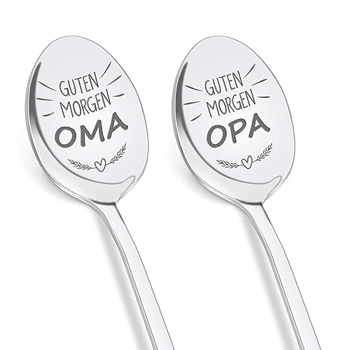 Tulolvae Oma und Opa Geschenk, 2 Stück Kaffeelöffel mit Gravur für Beste Oma und Opa zum Geburtstag Ostern, Geburtstagsgeschenk Weihnachtsgeschenke Ostergeschenke für Oma und Opa 19 CM von Tulolvae