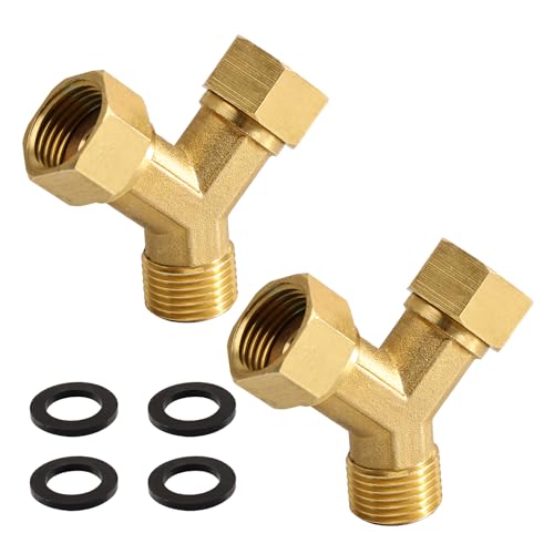 2 Stück 2-Wege Y-Verteiler aus Messing 1/2 zoll,1/2" 2 Wege Wasseranschluss Verteiler,Messing Splitter für den Einsatz in Haus & Garten 1/2' IG Wasseranschluss von Tulov