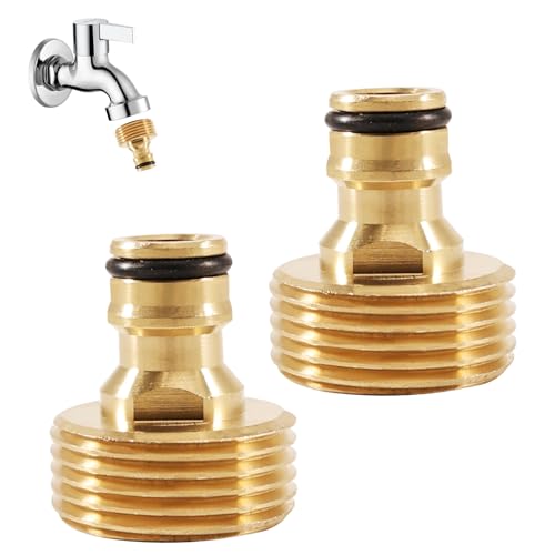 2 Stück 1 Zoll Außengewinde Messing Schnellkupplung Adapter – Wasserhahn-Adapter für Gartenschlauch, Gewindebohrer & Bewässerungssystem – Robustes Zubehör für Garten, Sanitär und Bewässerung von Tulov