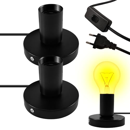 2 Stück Tischlampe E27 Fassung, Powice Lampenfassung mit Schalter 1.8m Netzkabel, E27 Fassung für Home Lighting Decor, Cafe Bar Decor von Tulov