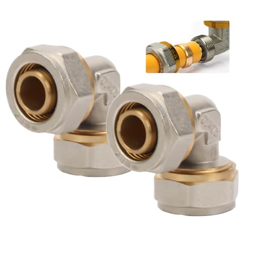 2 Stück 90° Schraubfitting Winkel für Ø16x2 mm Rohr,DVGW,Klemmverschraubung für Mehrschichtverbundrohr und Aluverbundrohr, PEX-Rohre,Heizungskanäle, Wasserleitung von Tulov