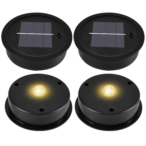 Tulov 4 Stück Solarleuchten Ersatzteile, 8cm LED Warmweiß Licht Solarlampen Ersatz Top, Garten Solarleuchten Ersatzteile für Außen Garten Dekor（Außendurchmesser 8,1cm, Innendurchmesser 7,3cm） von Tulov