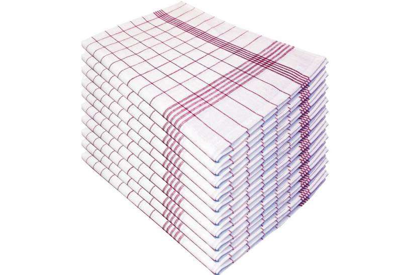 Tulpe Heimtextilien Geschirrtuch Halbleinen 50% Leinen 50% Baumwolle in 2 Farben blau und rot, (10er Set), hochwertige Qualität Geschirrtücher Küchentücher Trockentuch von Tulpe Heimtextilien