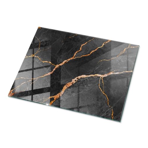 Glasplatte für Tisch 80x60 cm Rechteckige für Küche und Esszimmer Geschliffene Kanten Auswechselbare Platte Dekoration Gehärtetes Glas Modernes Design Tafelglas - Motiv Marmor mit Adern von Tulup