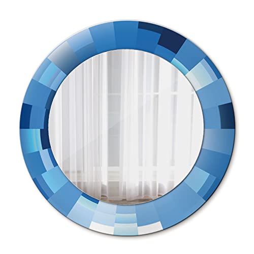 Tulup An Der Wand Ø 50 cm Bedruckter Spiegel Motiv Print Designer-Spiegel des Spiegels - blau abstrakt von Tulup