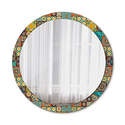 Tulup Badezimmerspiegel Ø 100 cm Bedruckter Spiegel Spiegel Groß Wandspiegel - Arabisch Muster von Tulup