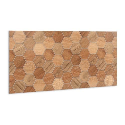 Tulup Boden Bad Selbstklebend Wasserdicht Fliesenaufkleber die Küche Wandpaneele 100x50cm PVC - Holzgeometrie von Tulup