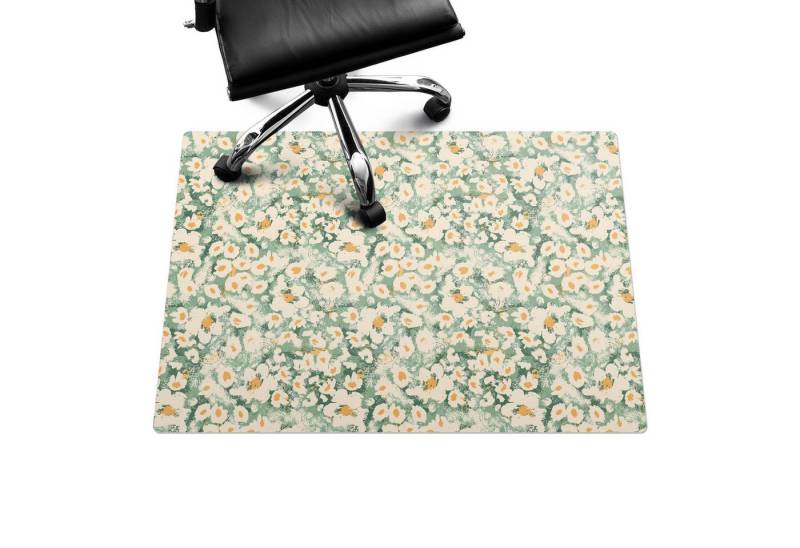 Tulup Bodenschutzmatte Bodenschutzmatte Bürostuhl Florales Retro-Muster Stuhlunterlage von Tulup