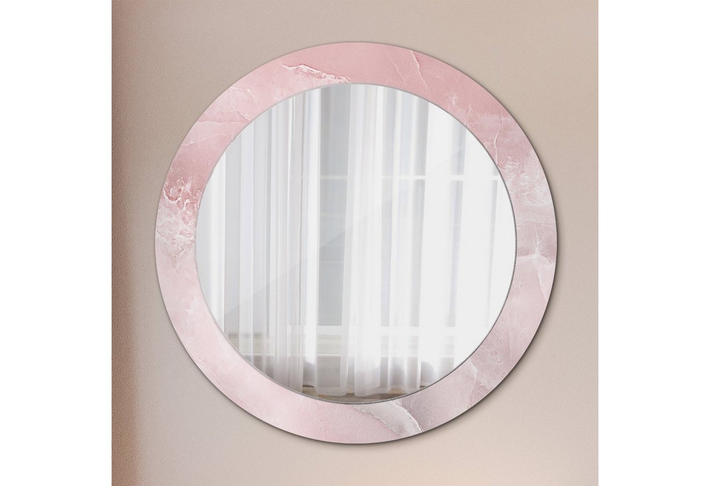 Tulup Dekospiegel mit Aufdruck Badezimmerspiegel Wandspiegel Rundspiegel Rund: Ø70 cm, Wohnzimmer Spiegel von Tulup