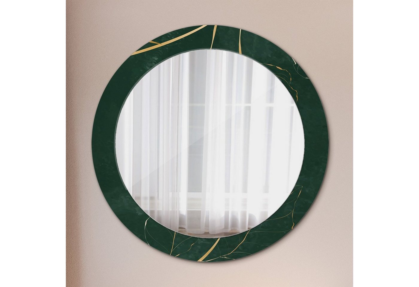 Tulup Dekospiegel mit Aufdruck Badezimmerspiegel Wandspiegel Rundspiegel Rund: Ø70 cm, Wohnzimmer Spiegel von Tulup