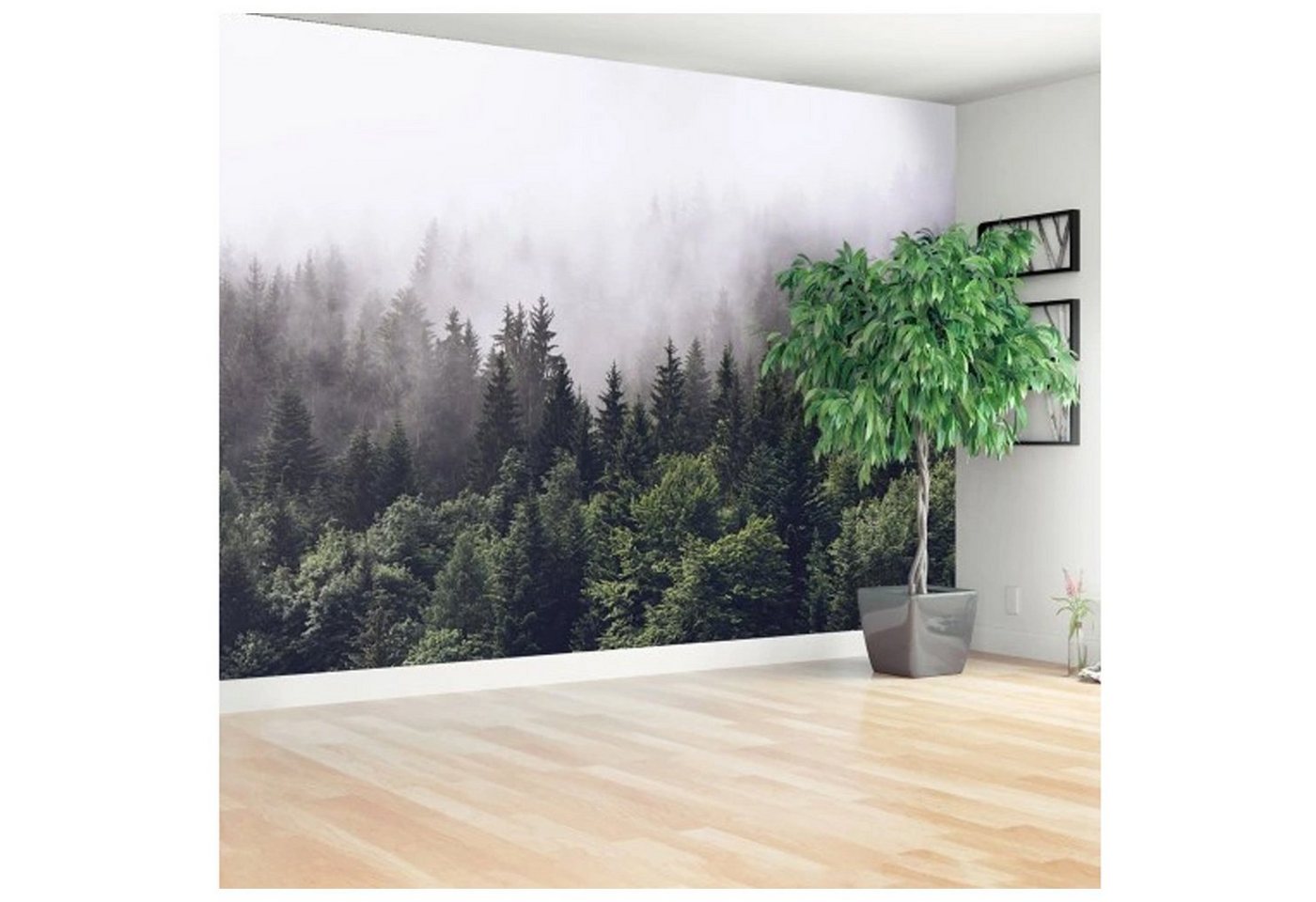 Tulup Fototapete Fototapete XXL Wand Tapete Wohnzimmer - Nebliger Wald, glatt Tulup Fototapete Fototapete XXL Wand Tapete Wohnzimmer - Nebliger Wald, glatt von Tulup