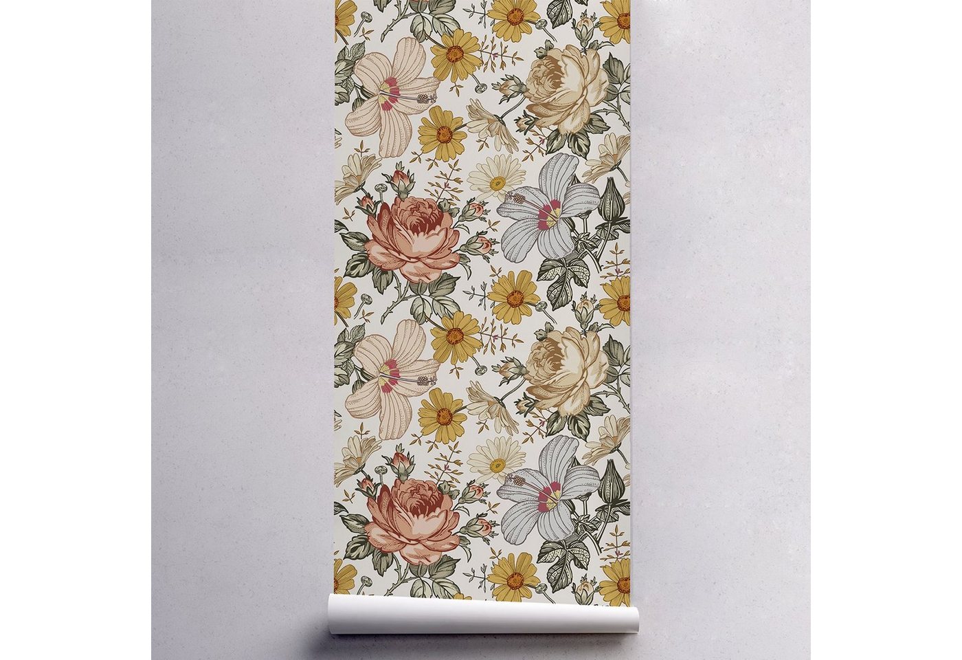Tulup Fototapete Vinyl auf Vlies Tapete Fototapete Selbstklebende - Blumen Vintage, Glatt, botanisch Tulup Fototapete Vinyl auf Vlies Tapete Fototapete Selbstklebende - Blumen Vintage, Glatt, botanisch von Tulup