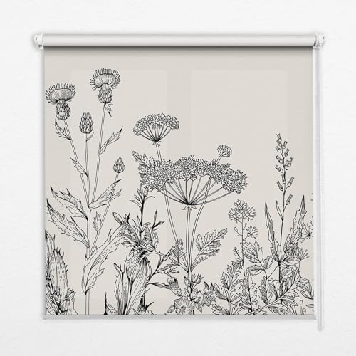 Tulup Für Fenster Rollos 100x140cm Durchlässig Innenbereich - Graue Blumen von Tulup