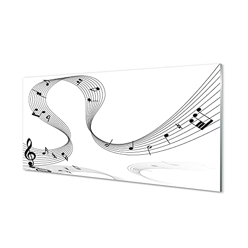 Tulup Glas Bild - 100x50cm Wandbild-Musik-Anmerkungen Instrumente Dekoration Wohnzimmer Schlafzimmer - Gitarre Noten von Tulup