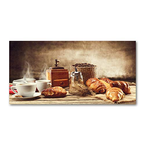 Tulup Glas-Bild Wandbild aus Glas - Wandkunst - Wandbild hinter gehärtetem Sicherheitsglas - Dekorative Wand für Küche & Wohnzimmer 100x50 - Essen & Getränke - Frühstück - Braun von Tulup