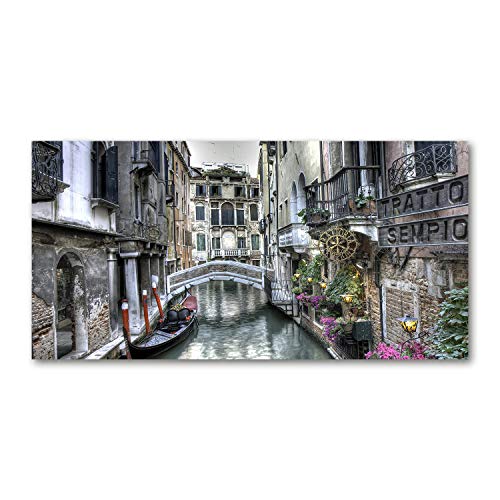 Tulup Glas-Bild Wandbild aus Glas - Wandkunst - Wandbild hinter gehärtetem Sicherheitsglas - Dekorative Wand für Küche & Wohnzimmer 100x50 - Sehenswürdigkeiten & Architektur - Venedig Italien - Grau von Tulup