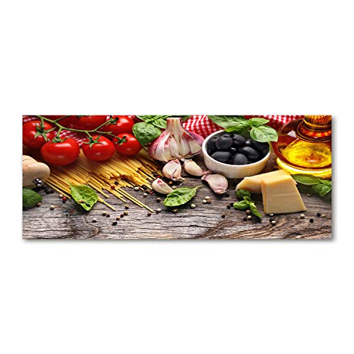 Tulup Glas-Bild Wandbild aus Glas - Wandkunst - Wandbild hinter gehärtetem Sicherheitsglas - Dekorative Wand für Küche & Wohnzimmer 125x50 - Essen & Getränke - Italienisches Essen - Mehrfarbig von Tulup