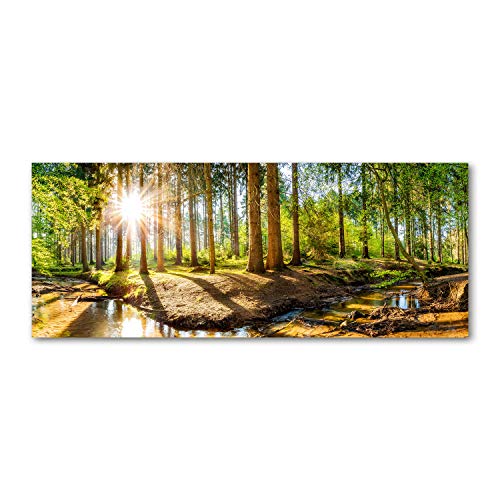 Tulup Glas-Bild Wandbild aus Glas - Wandkunst - Wandbild hinter gehärtetem Sicherheitsglas - Dekorative Wand für Küche & Wohnzimmer 125x50 - Landschaften - Wald Panorama - Grün von Tulup