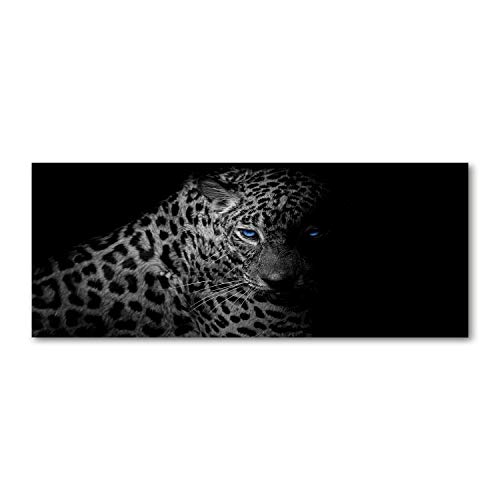Tulup Glas-Bild Wandbild aus Glas - Wandkunst - Wandbild hinter gehärtetem Sicherheitsglas - Dekorative Wand für Küche & Wohnzimmer 125x50 - Tiere - Leopard - Schwarzweiß von Tulup