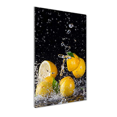 Tulup Glas-Bild Wandbild aus Glas - Wandkunst - Wandbild hinter gehärtetem Sicherheitsglas - Dekorative Wand für Küche & Wohnzimmer 50x100 - Essen & Getränke - Zitrone - Gelb von Tulup