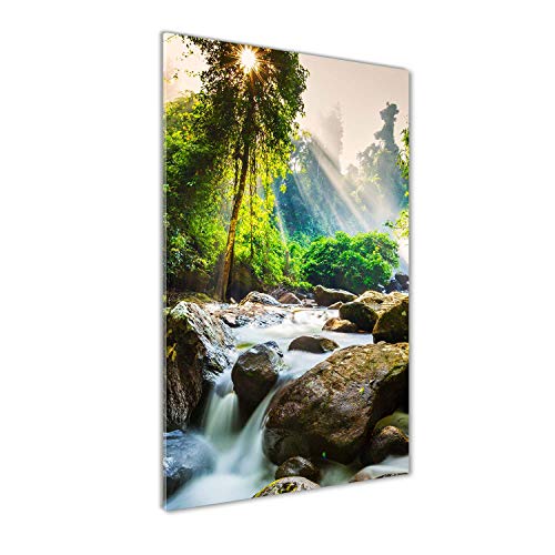 Tulup Glas-Bild Wandbild aus Glas - Wandkunst - Wandbild hinter gehärtetem Sicherheitsglas - Dekorative Wand für Küche & Wohnzimmer 70x140 - Landschaften - Wasserfall im Wald - Grün Tulup Glas-Bild Wandbild aus Glas - Wandkunst - Wandbild hinter gehärtetem Sicherheitsglas - Dekorative Wand für Küche & Wohnzimmer 70x140 - Landschaften - Wasserfall im Wald - Grün von Tulup