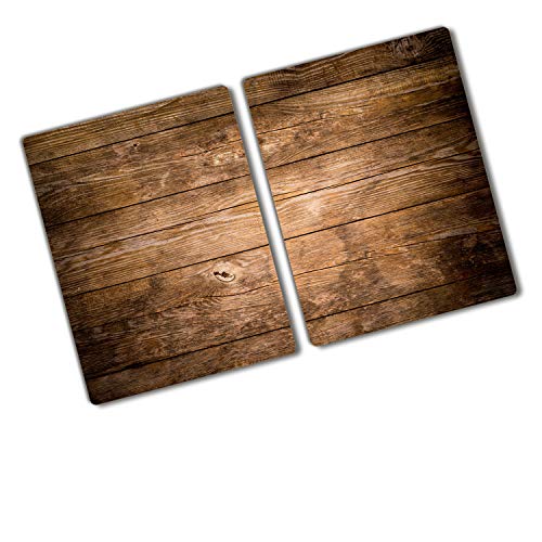 Tulup Schneidebrett Abdeckung Spritzschutz Braun 2x40x52 cm Gehärtetes Glas Herdabdeckplatte Kochplattenabdeckung - Holz von Tulup