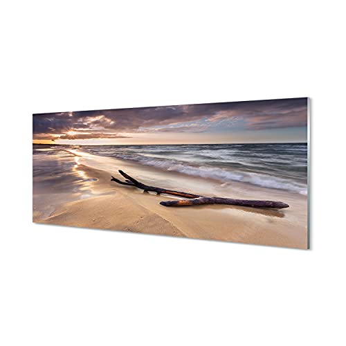 Tulup GlasBild Wand Bild 125x50cm Bilder Kunstdruck Wandbild Bilder Glasdruck - Strand Sonnenuntergang Meer von Tulup