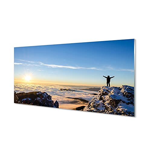 Tulup Glasbild - 100x50cm Wandbild Himmel Dekorative für Wohnzimmer Schlafzimmer - BergMan Wolken East von Tulup